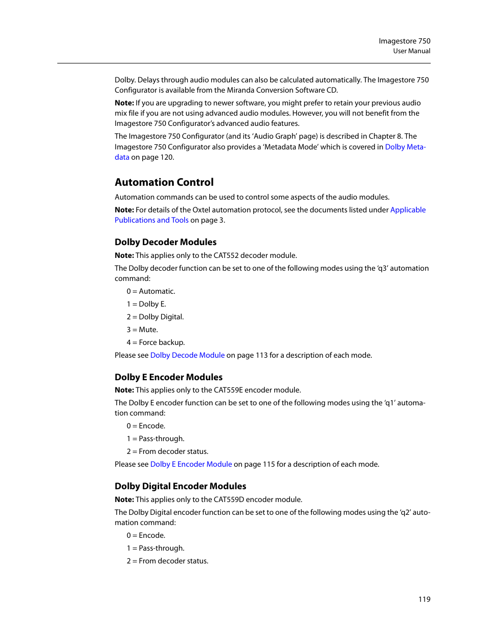 Automation control, Automa, Tion control | Grass Valley Imagestore 750 v.3.0.1 User Manual | Page 135 / 273