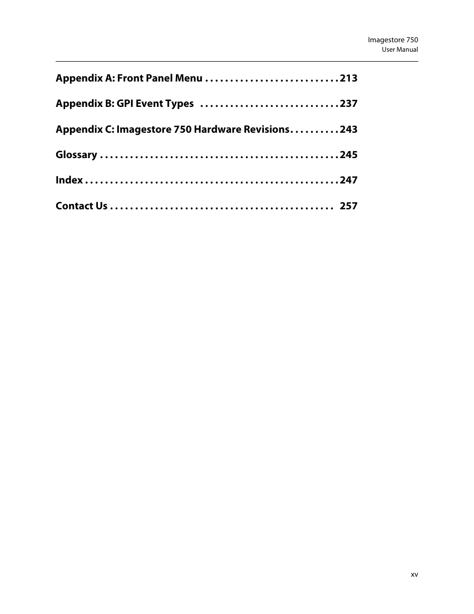 Grass Valley Imagestore 750 v.3.0.1 User Manual | Page 15 / 273