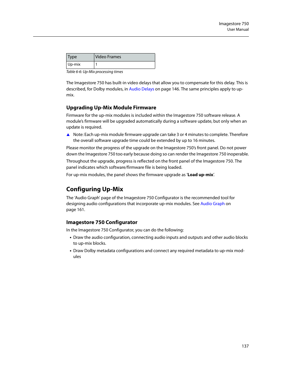 Configuring up-mix, Upgrading up-mix module firmware, Imagestore 750 configurator | Grass Valley Imagestore 750 v.3.0.1 User Manual | Page 153 / 273