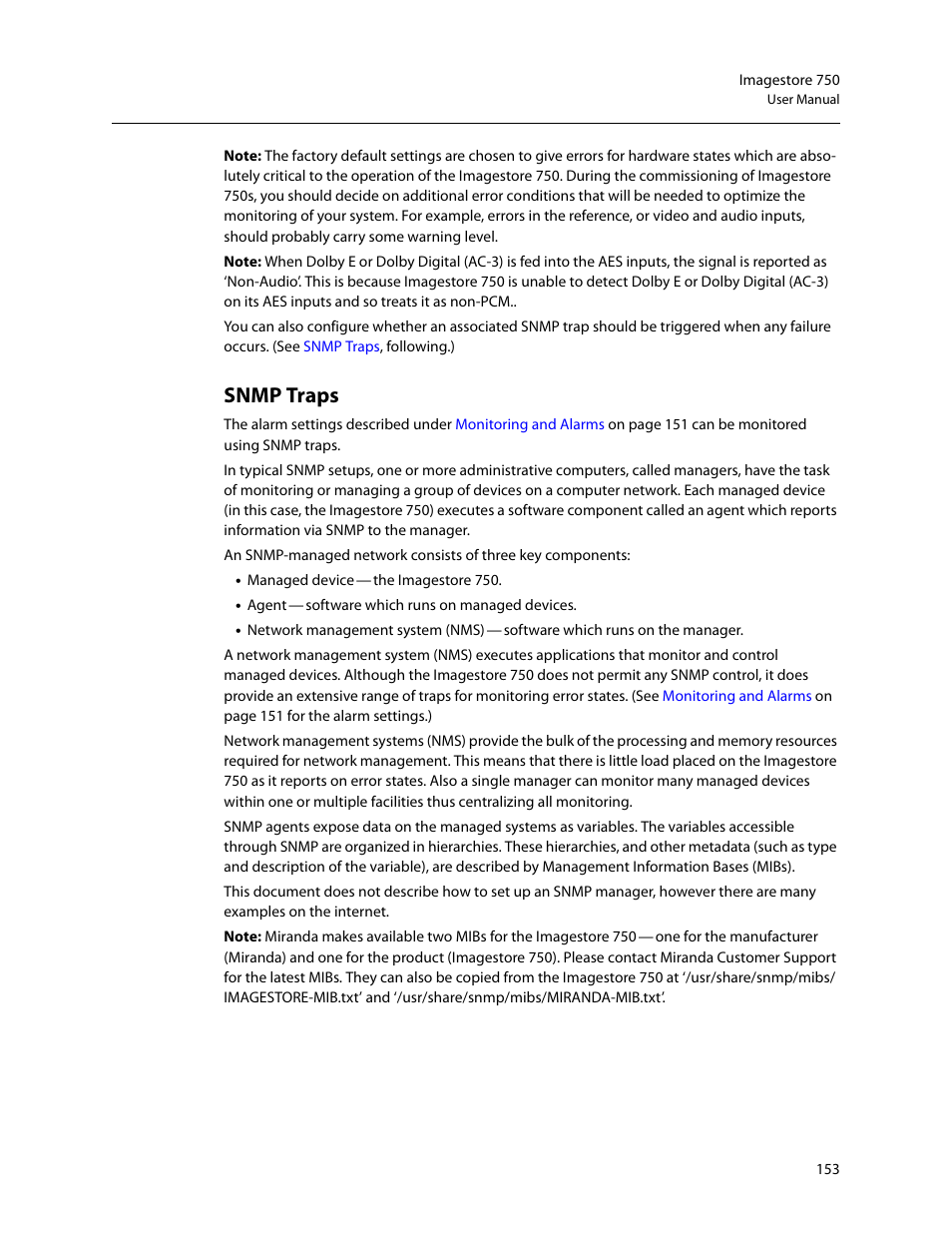 Snmp traps | Grass Valley Imagestore 750 v.3.0.1 User Manual | Page 169 / 273