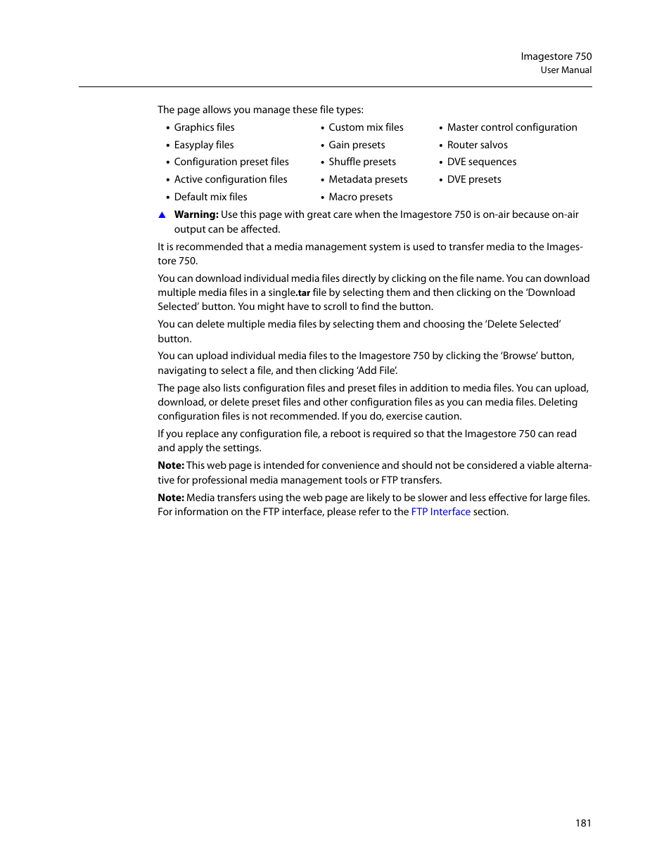Grass Valley Imagestore 750 v.3.0.1 User Manual | Page 197 / 273