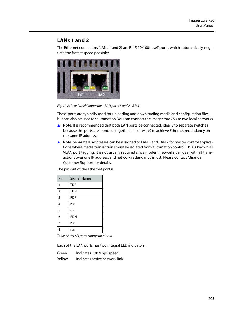 Lans 1 and 2 | Grass Valley Imagestore 750 v.3.0.1 User Manual | Page 221 / 273