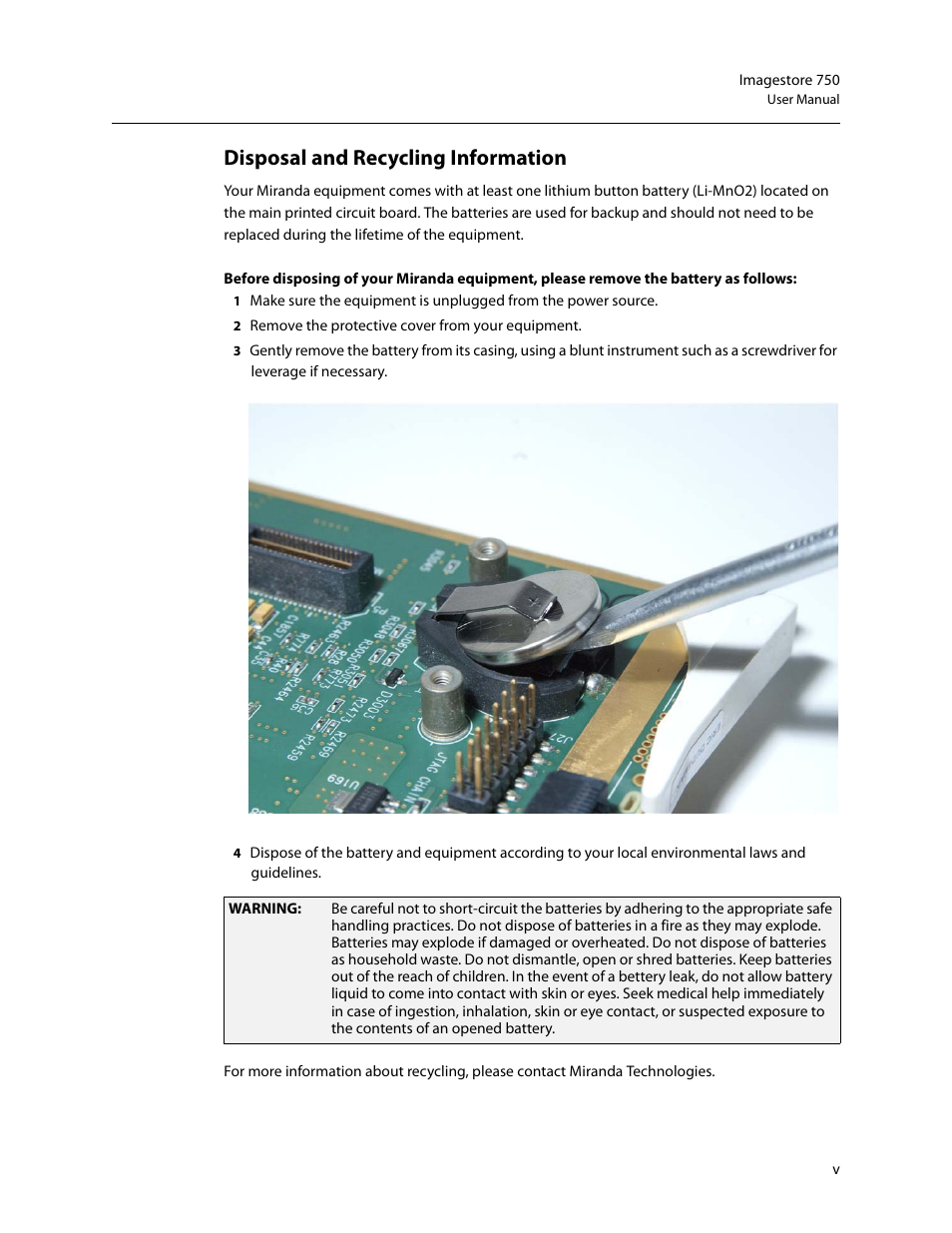 Disposal and recycling information | Grass Valley Imagestore 750 v.3.0.1 User Manual | Page 5 / 273