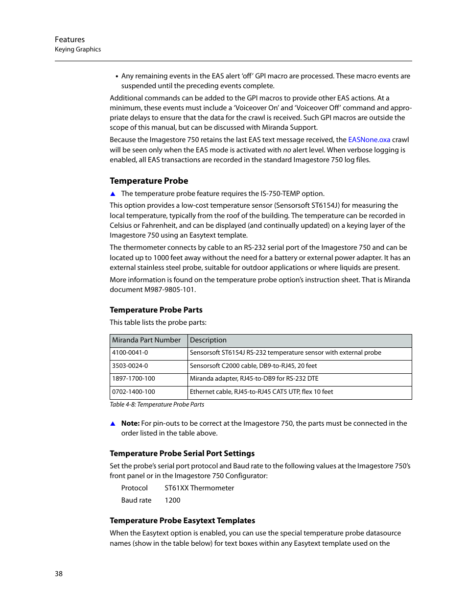 Temperature probe | Grass Valley Imagestore 750 v.3.0.1 User Manual | Page 54 / 273