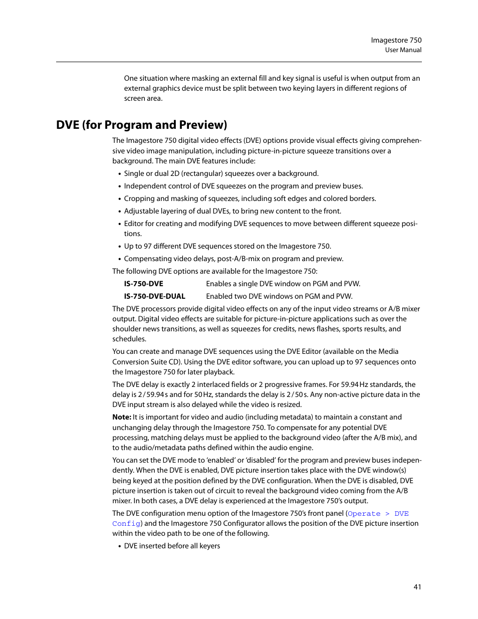 Dve (for program and preview) | Grass Valley Imagestore 750 v.3.0.1 User Manual | Page 57 / 273