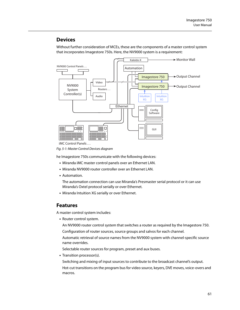 Devices, Features, Devices features | Grass Valley Imagestore 750 v.3.0.1 User Manual | Page 77 / 273