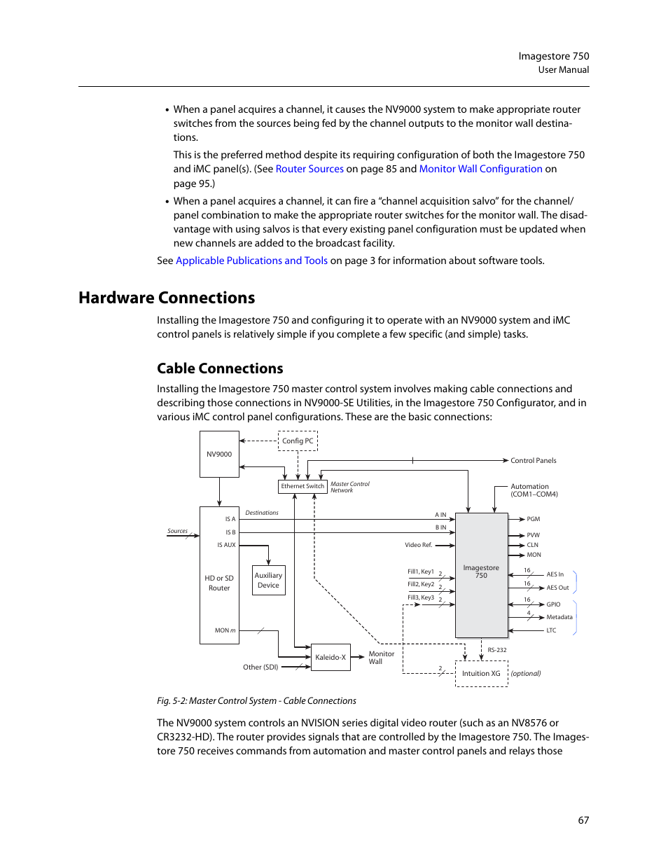 Hardware connections, Cable connections | Grass Valley Imagestore 750 v.3.0.1 User Manual | Page 83 / 273
