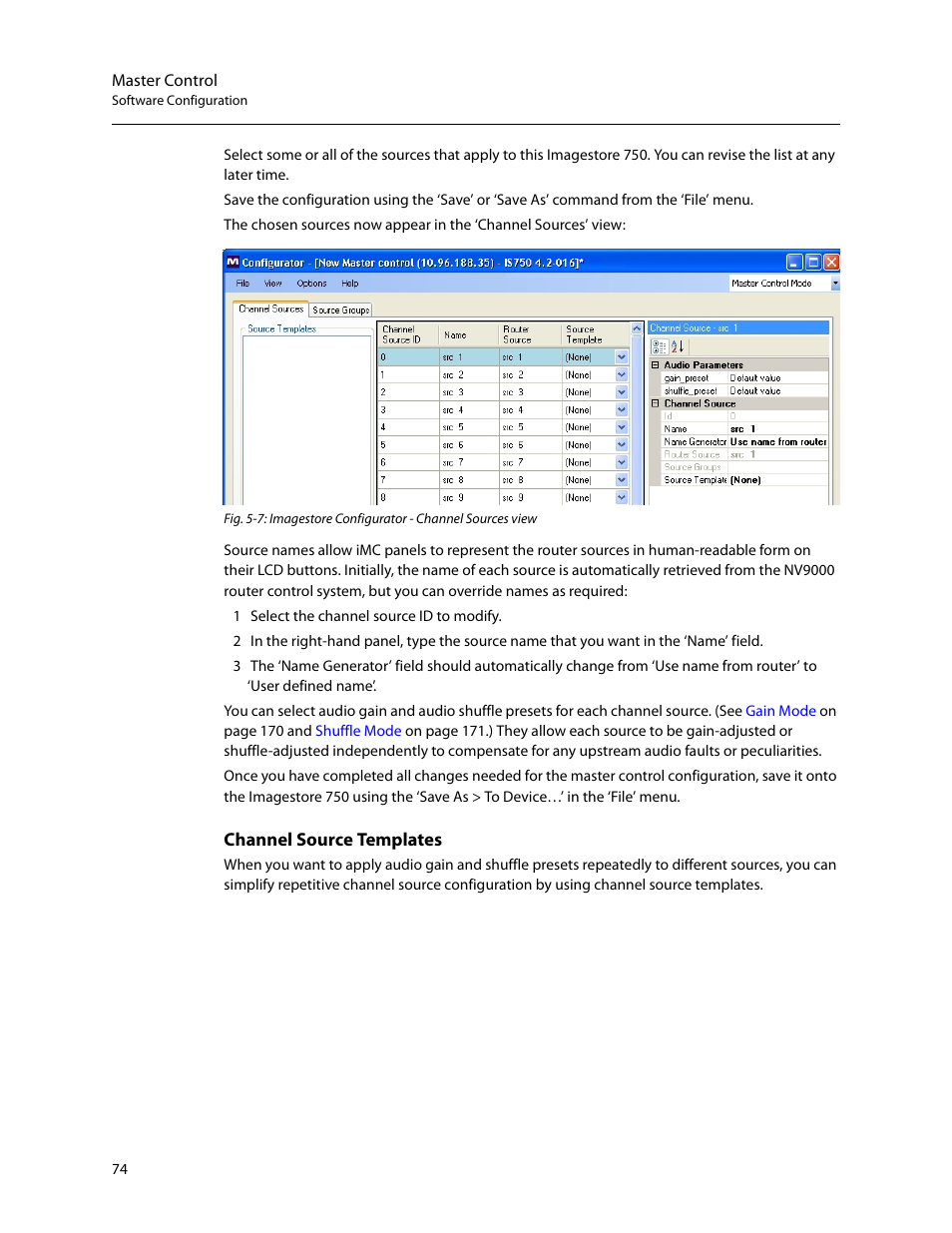 Channel source templates | Grass Valley Imagestore 750 v.3.0.1 User Manual | Page 90 / 273