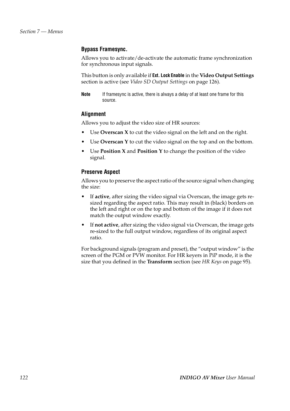 Grass Valley Indigo AV Mixer v.1.2.2 User Manual | Page 122 / 174