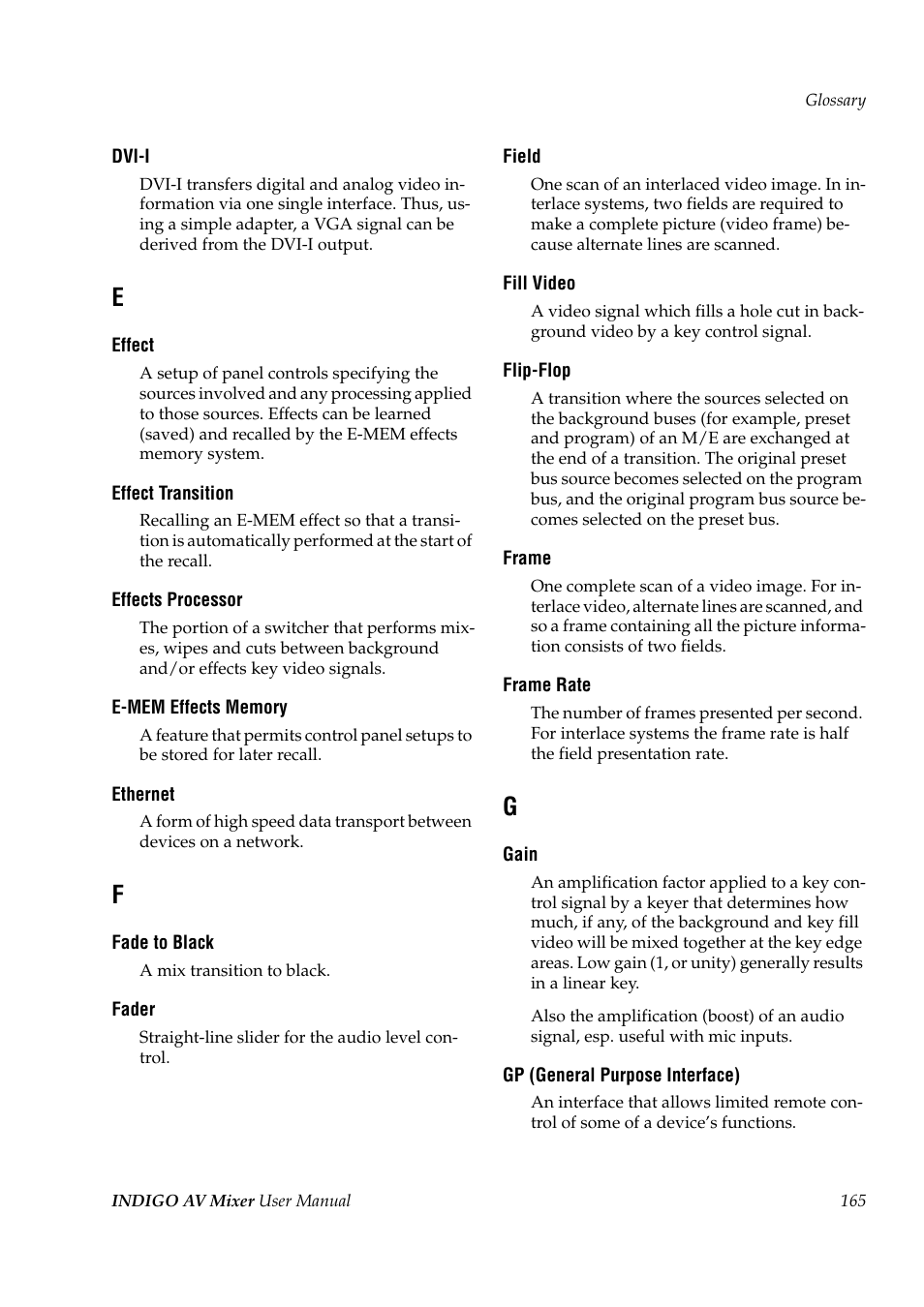 Grass Valley Indigo AV Mixer v.1.2.2 User Manual | Page 165 / 174