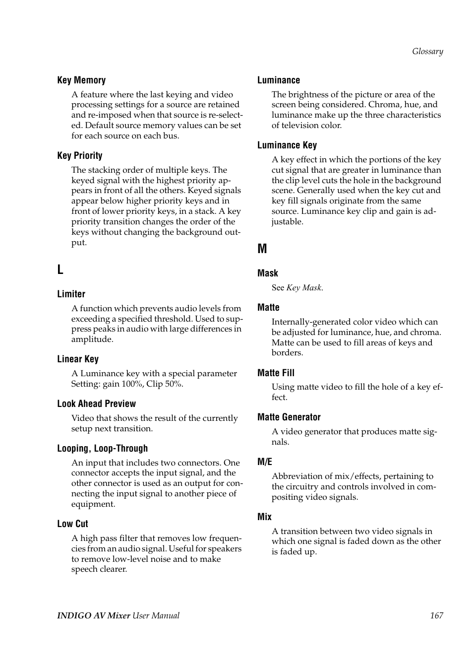 Grass Valley Indigo AV Mixer v.1.2.2 User Manual | Page 167 / 174