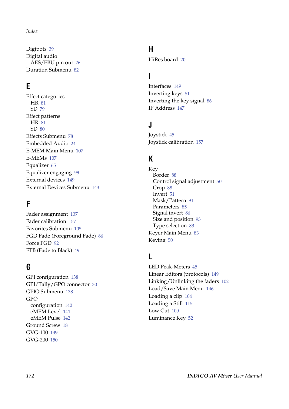 Grass Valley Indigo AV Mixer v.1.2.2 User Manual | Page 172 / 174