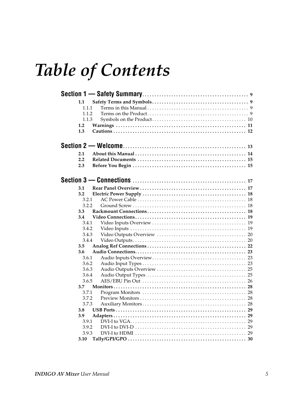 Grass Valley Indigo AV Mixer v.1.2.2 User Manual | Page 5 / 174