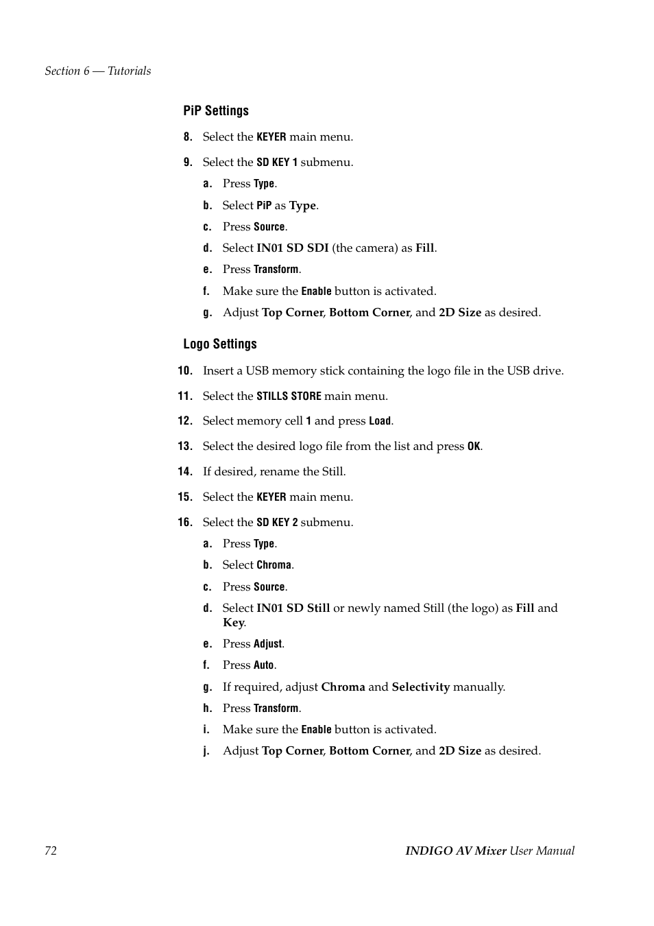 Grass Valley Indigo AV Mixer v.1.2.2 User Manual | Page 72 / 174