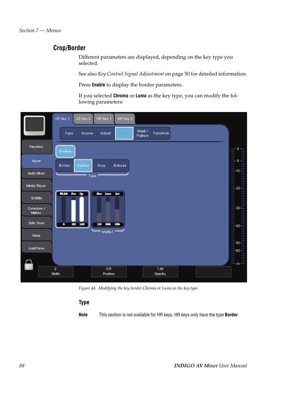 Crop/border | Grass Valley Indigo AV Mixer v.1.2.2 User Manual | Page 88 / 174