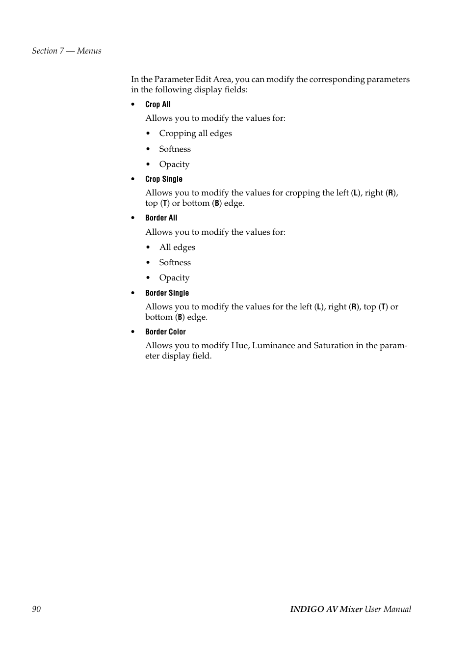 Grass Valley Indigo AV Mixer v.1.2.2 User Manual | Page 90 / 174