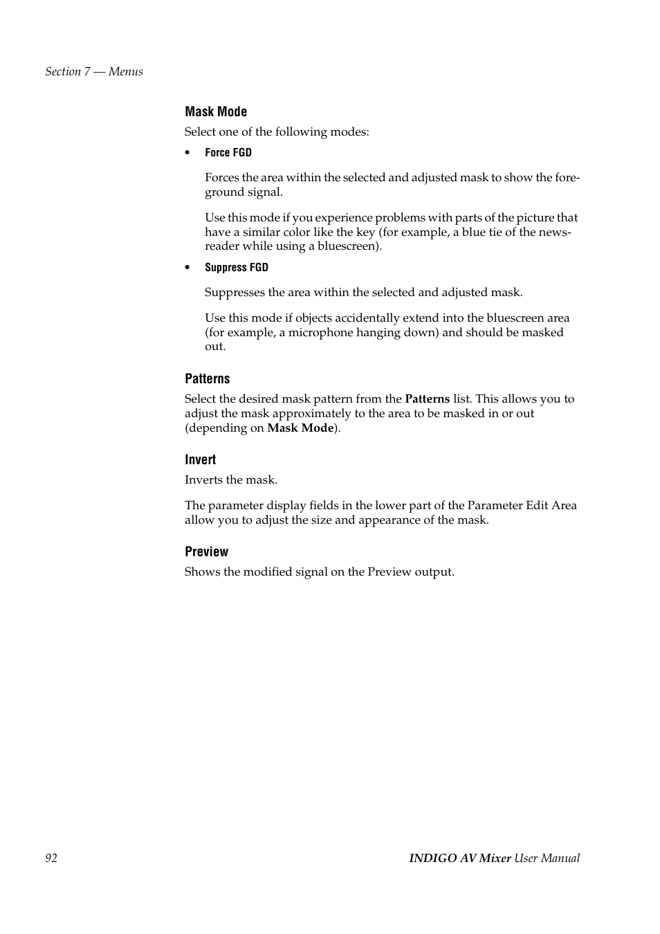 Grass Valley Indigo AV Mixer v.1.2.2 User Manual | Page 92 / 174