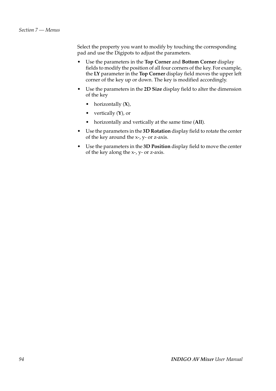 Grass Valley Indigo AV Mixer v.1.2.2 User Manual | Page 94 / 174