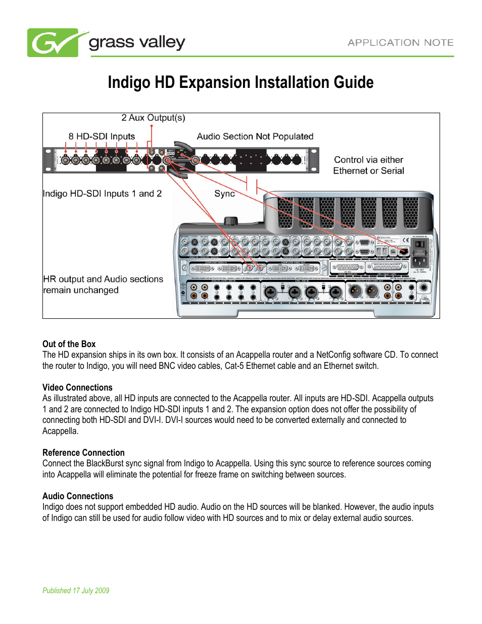 Grass Valley Indigo HD Expansion Solution User Manual | 4 pages