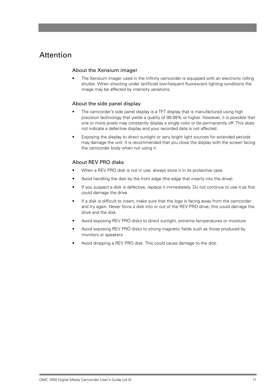 Attention | Grass Valley DMC 1000 v.12.4 User Manual | Page 11 / 176