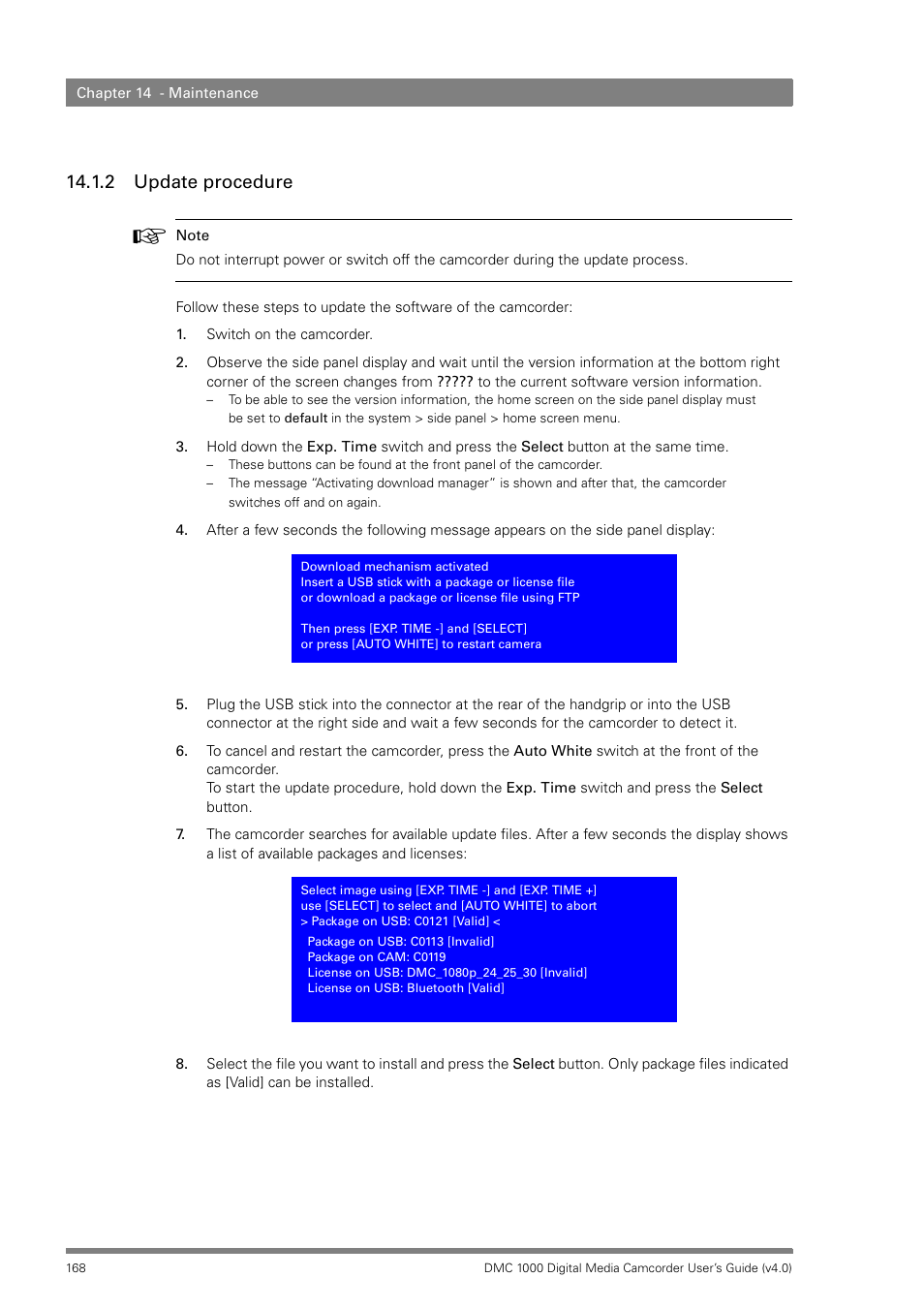 2 update procedure | Grass Valley DMC 1000 v.12.4 User Manual | Page 168 / 176
