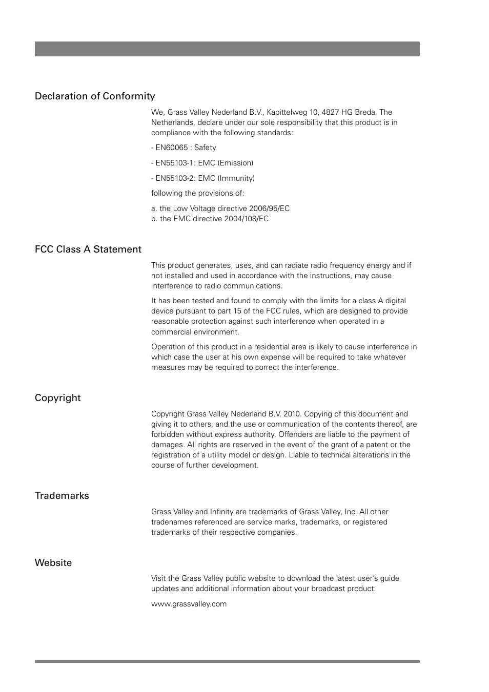 Grass Valley DMC 1000 v.12.4 User Manual | Page 2 / 176