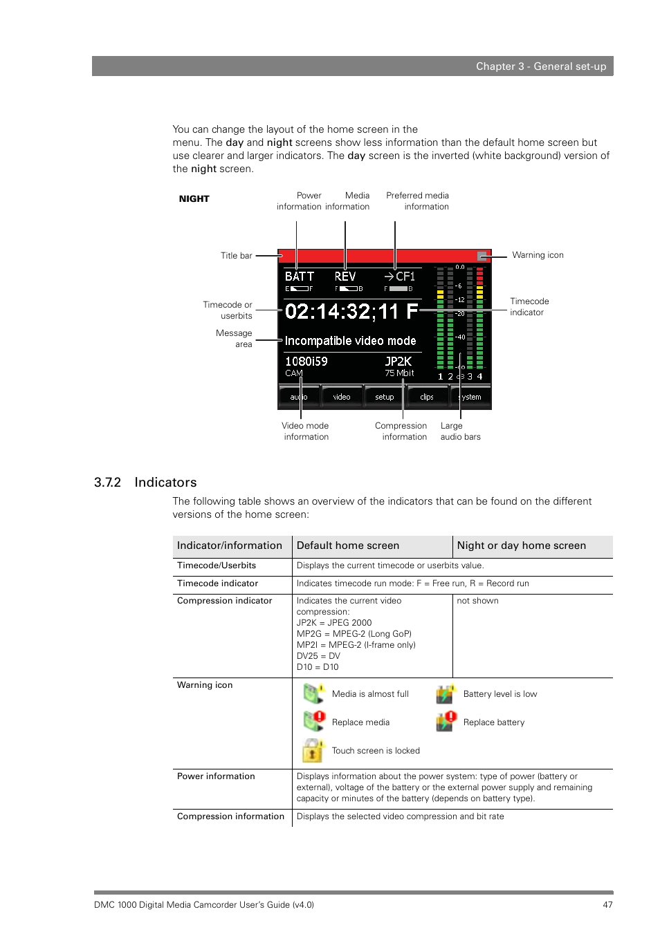 2 indicators, Indicators | Grass Valley DMC 1000 v.12.4 User Manual | Page 47 / 176