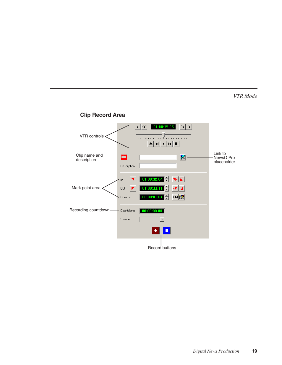 Clip record area | Grass Valley IngestStation v.1.0 User Manual | Page 21 / 58