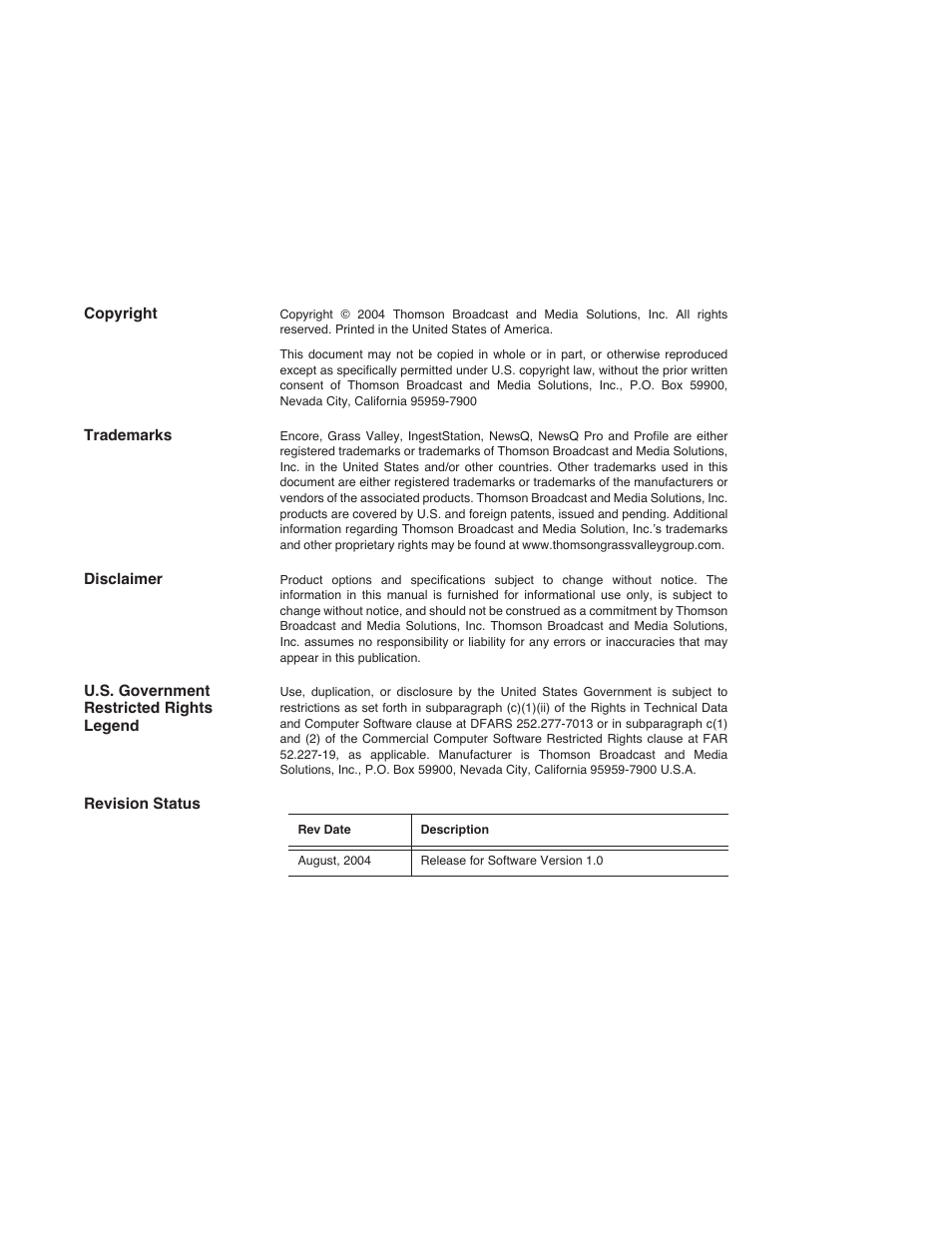Grass Valley IngestStation v.1.0 User Manual | Page 4 / 58