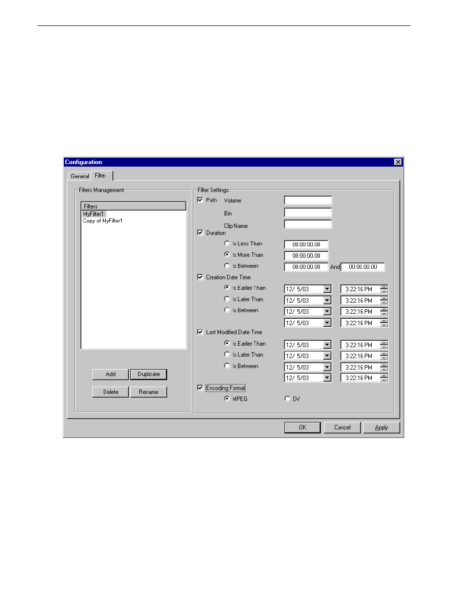 Defining filters | Grass Valley Profile InSync v.3.0 User Manual | Page 14 / 20
