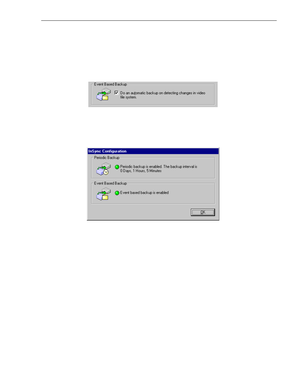 Enabling event-based backup, Viewing current settings | Grass Valley Profile InSync v.2.0 User Manual | Page 13 / 14