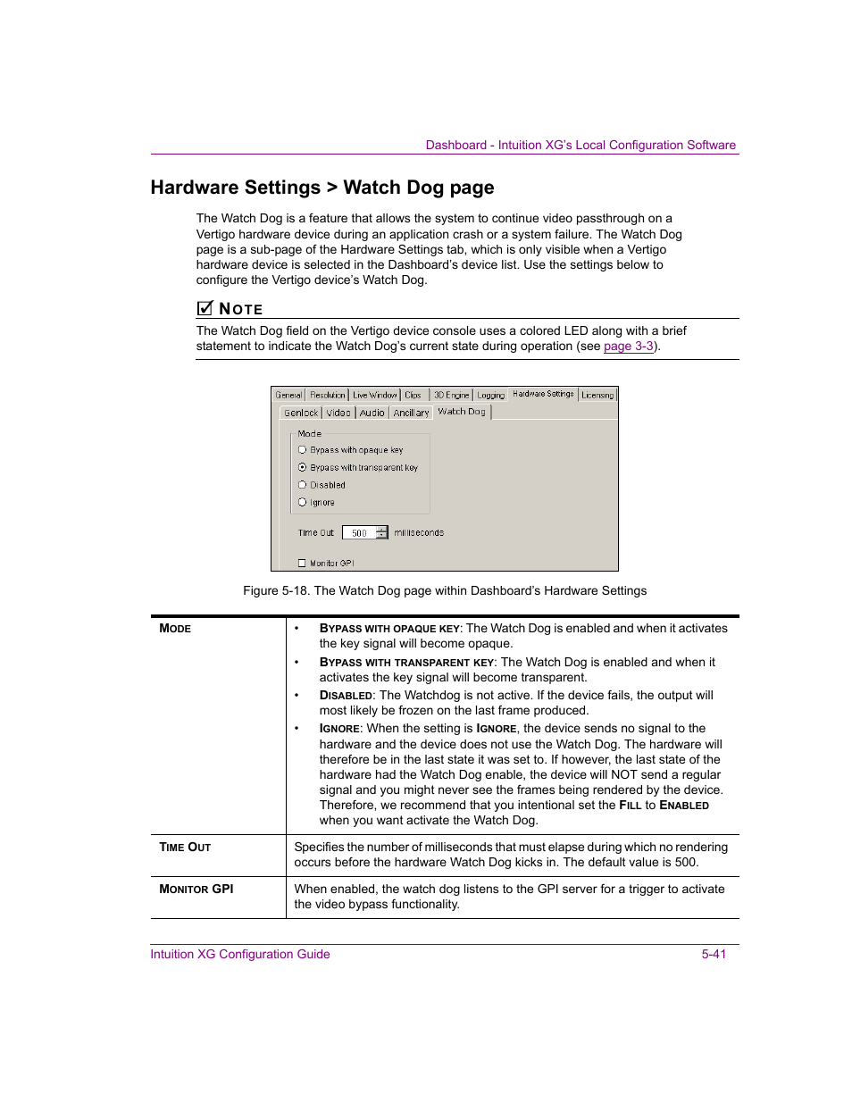 Hardware settings > watch dog page | Grass Valley Intuition XG v.5.0 User Manual | Page 104 / 111