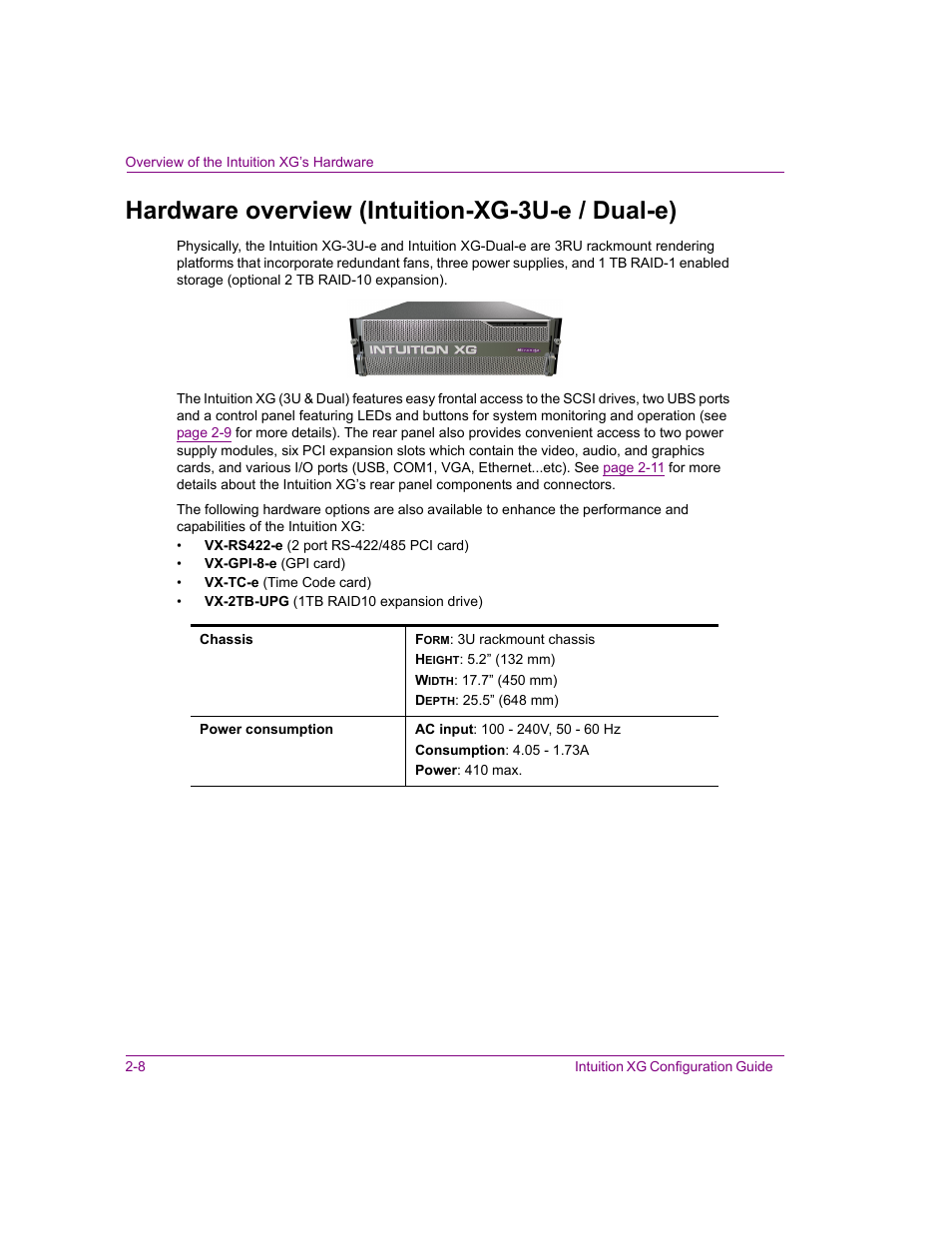 Hardware overview (intuition-xg-3u-e / dual-e), Hardware overview (intuition-xg-3u-e / dual-e) -8 | Grass Valley Intuition XG v.5.0 User Manual | Page 21 / 111