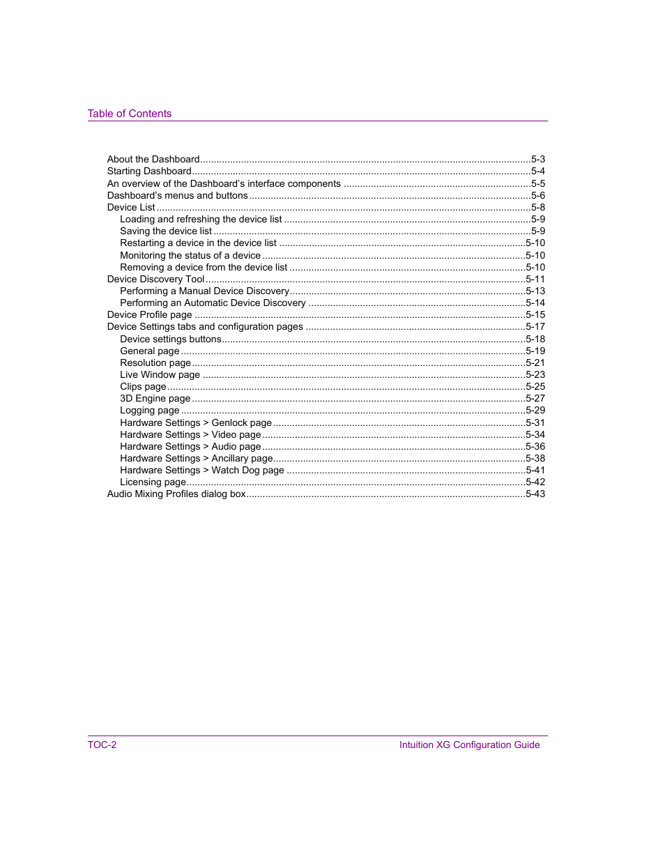 Grass Valley Intuition XG v.5.0 User Manual | Page 5 / 111
