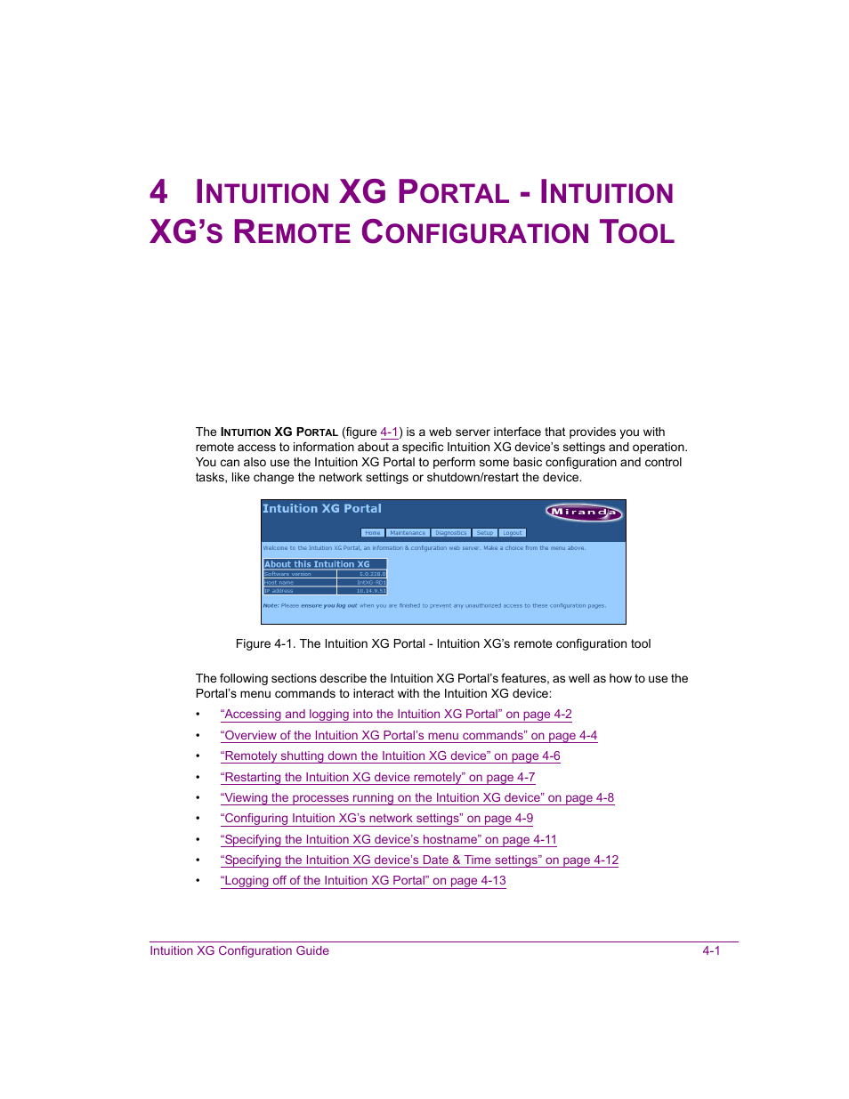 Intuition xg portal - intuition xg’s remote, For more information, Xg p | Ntuition, Ortal, Emote, Onfiguration | Grass Valley Intuition XG v.5.0 User Manual | Page 50 / 111