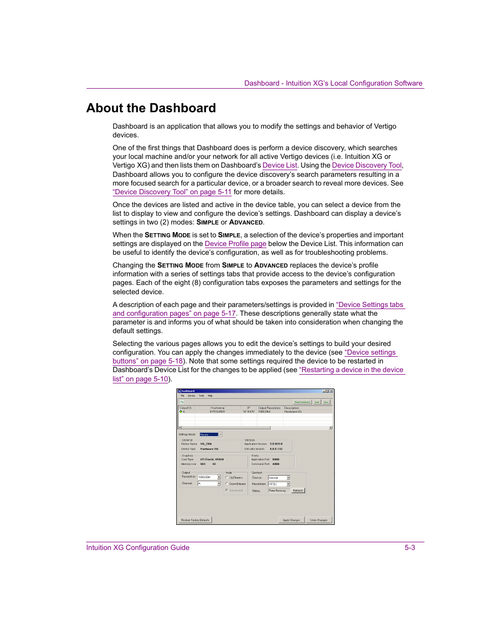 About the dashboard, About the dashboard -3 | Grass Valley Intuition XG v.5.0 User Manual | Page 66 / 111