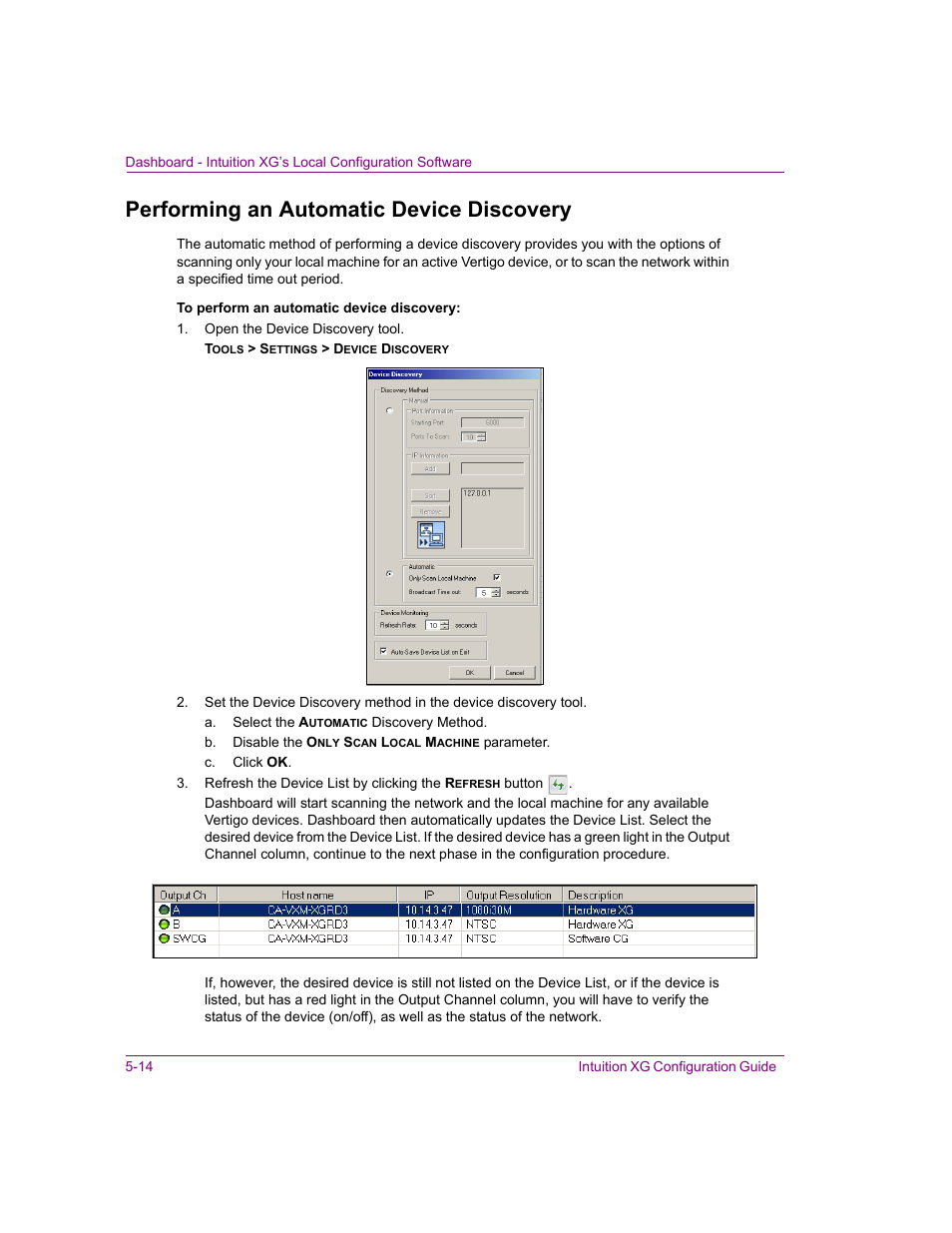 Performing an automatic device discovery, Performing an automatic device discovery -14 | Grass Valley Intuition XG v.5.0 User Manual | Page 77 / 111