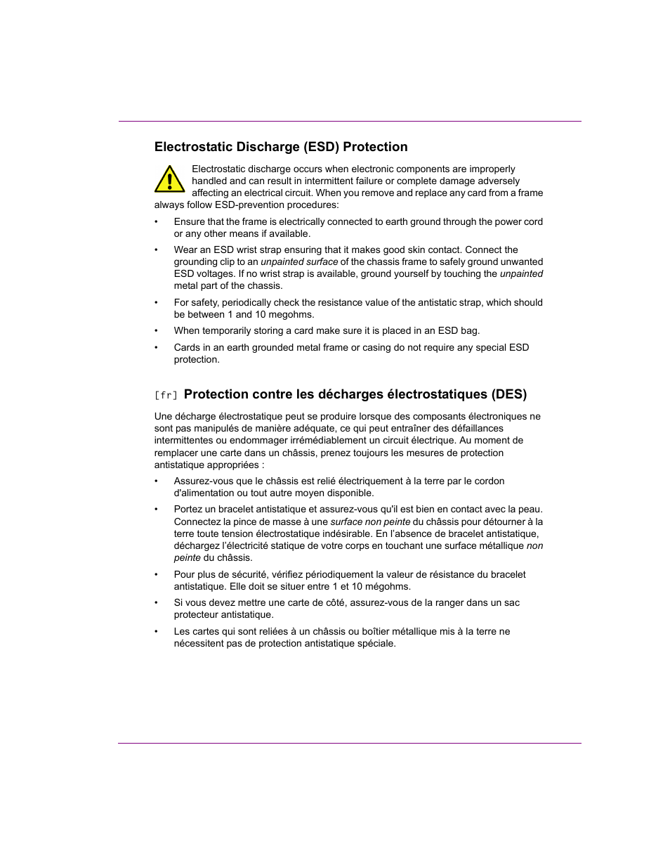 Electrostatic discharge (esd) protection | Grass Valley Intuition XG Installation v.5.0 User Manual | Page 14 / 61