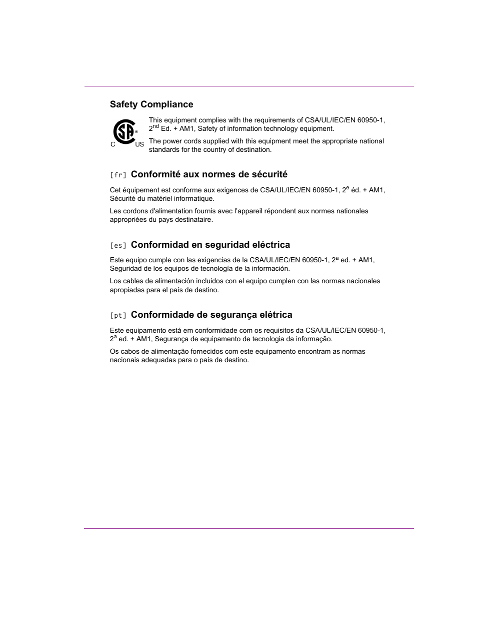 Safety compliance, Conformité aux normes de sécurité, Conformidad en seguridad eléctrica | Conformidade de segurança elétrica | Grass Valley Intuition XG Installation v.5.0 User Manual | Page 4 / 61