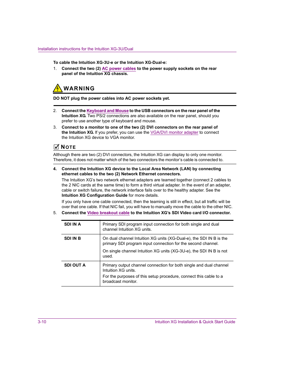 Warning | Grass Valley Intuition XG Installation v.5.0 User Manual | Page 49 / 61