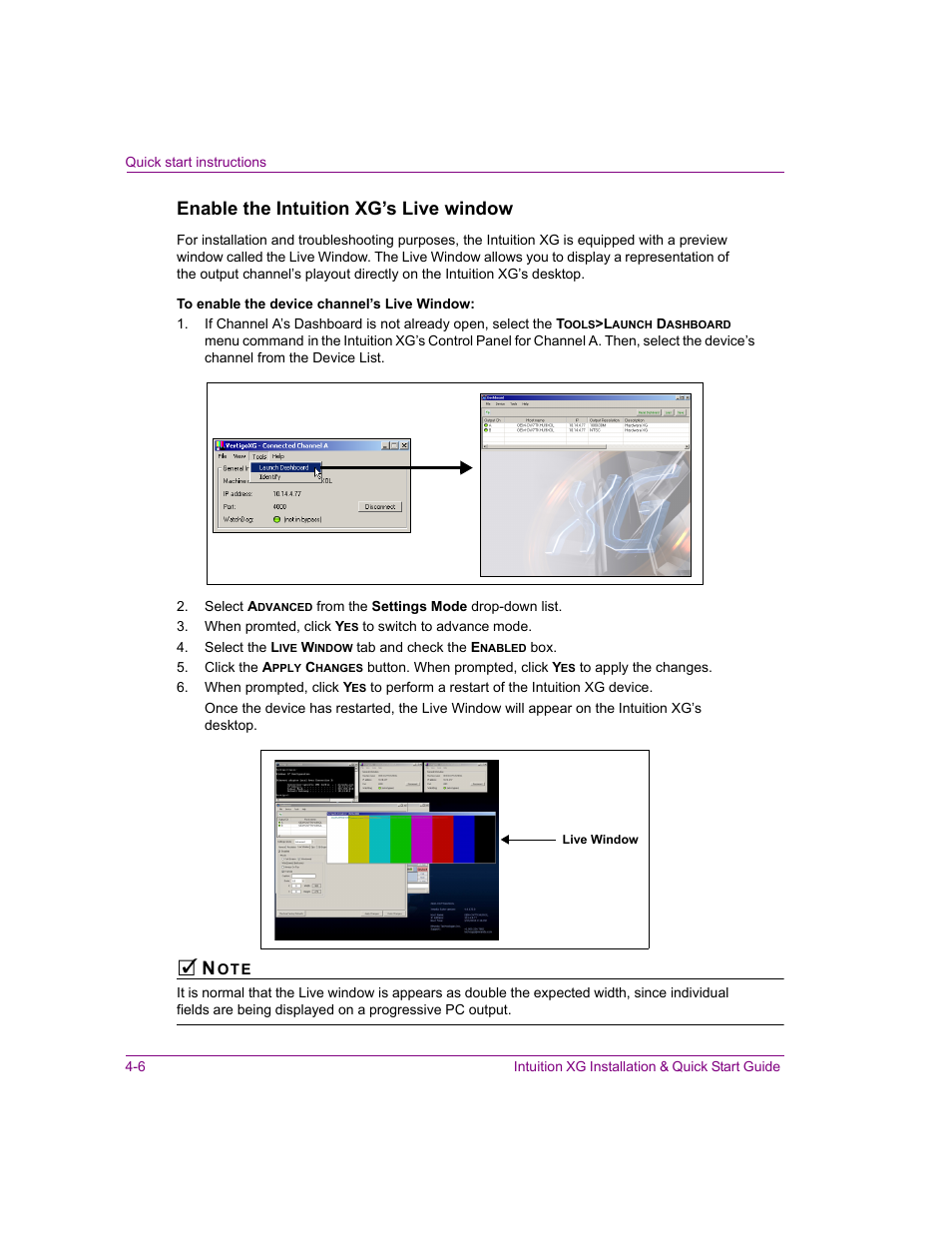 Enable the intuition xg’s live window | Grass Valley Intuition XG Installation v.5.0 User Manual | Page 57 / 61