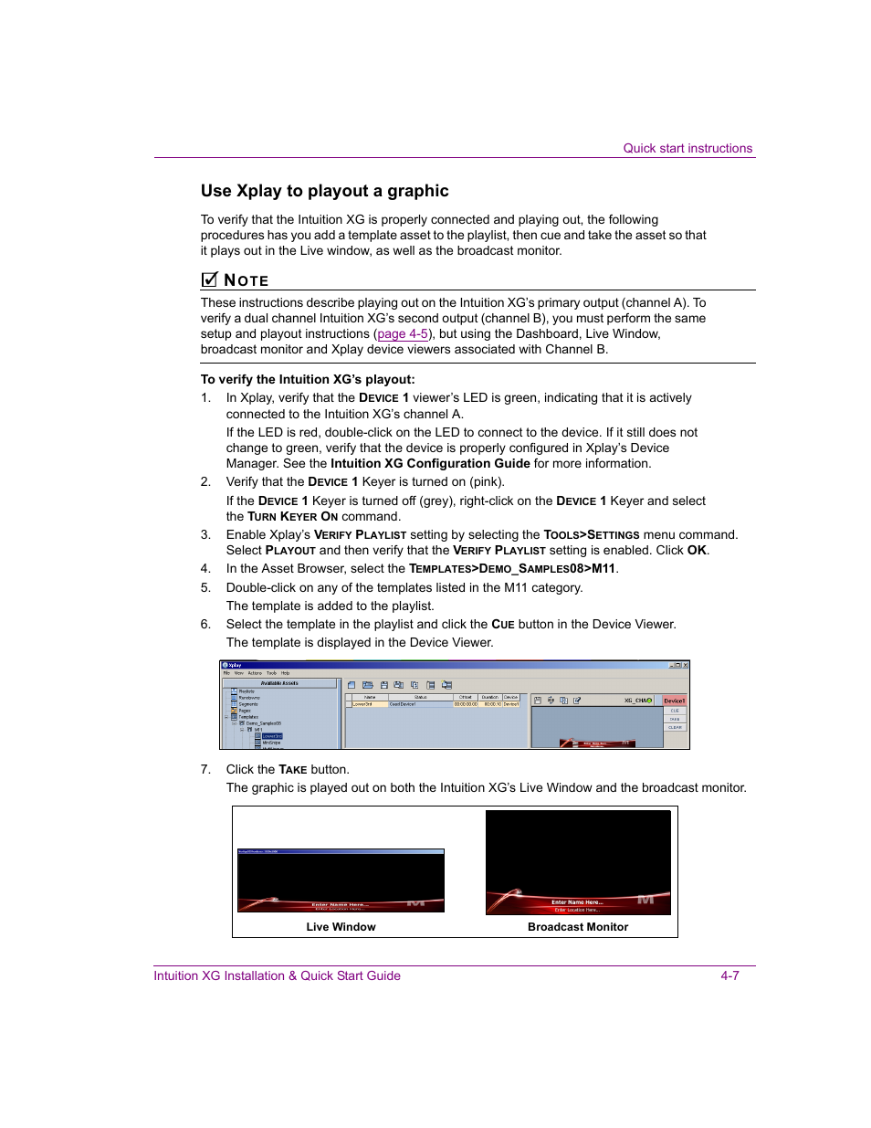 Use xplay to playout a graphic | Grass Valley Intuition XG Installation v.5.0 User Manual | Page 58 / 61