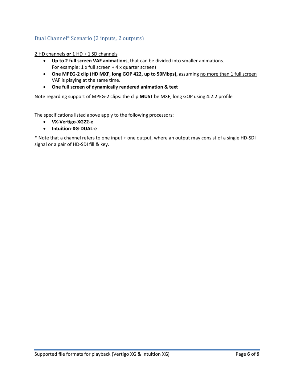 Dual channel* scenario (2 inputs, 2 outputs) | Grass Valley Vertigo XG User Manual | Page 6 / 9