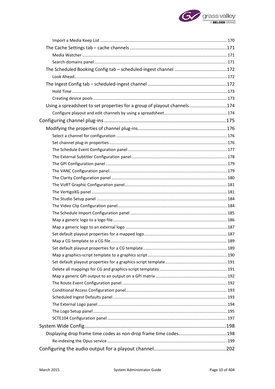 Grass Valley iTX System v.2.6 User Manual | Page 10 / 404