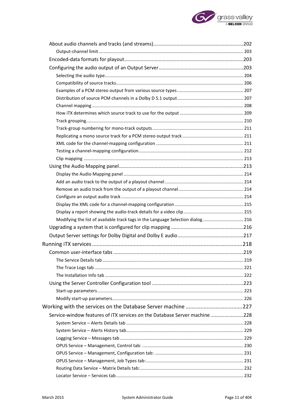 Grass Valley iTX System v.2.6 User Manual | Page 11 / 404
