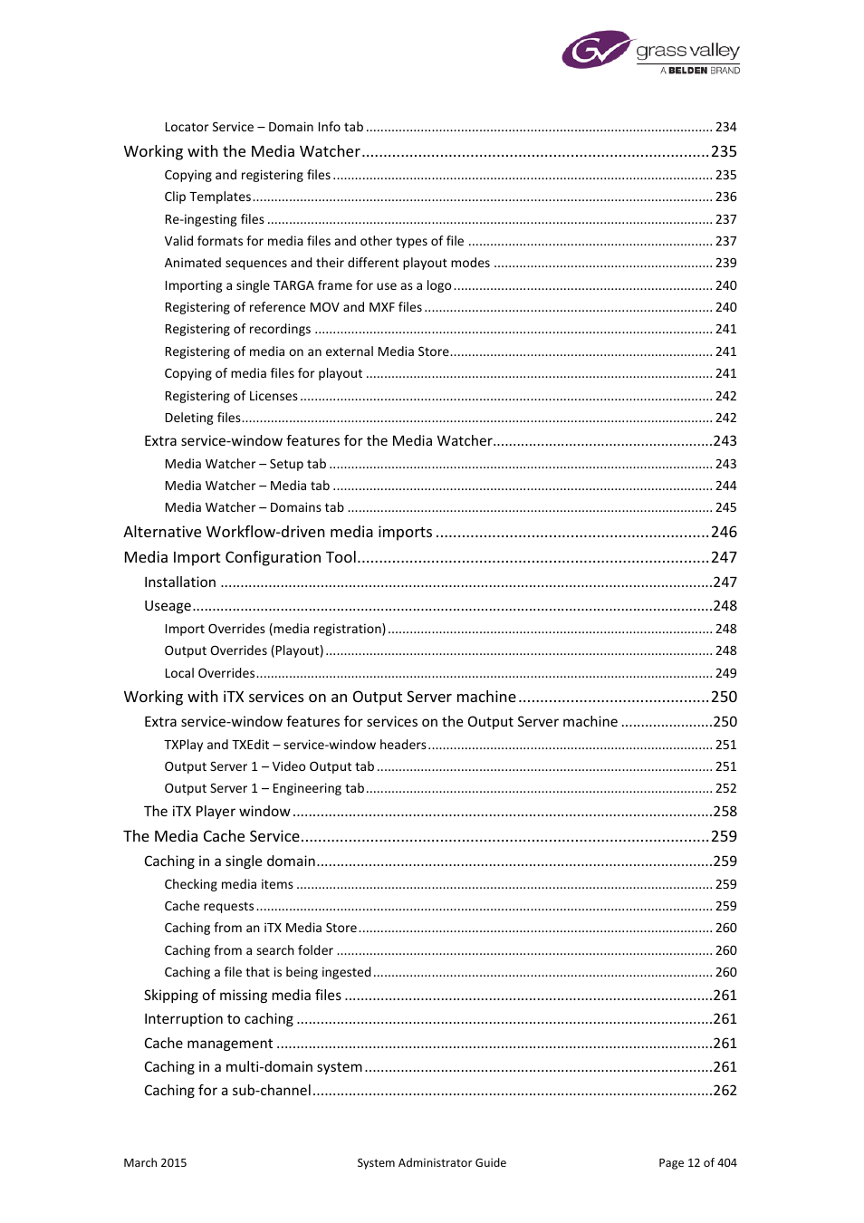 Grass Valley iTX System v.2.6 User Manual | Page 12 / 404