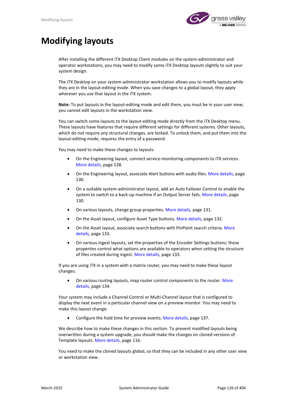 Modifying layouts | Grass Valley iTX System v.2.6 User Manual | Page 126 / 404