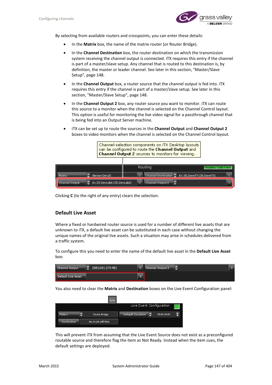 Default live asset | Grass Valley iTX System v.2.6 User Manual | Page 147 / 404