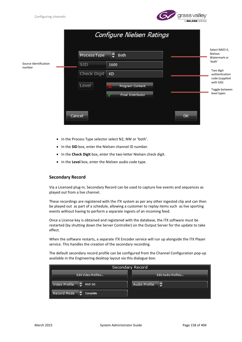 Secondary record | Grass Valley iTX System v.2.6 User Manual | Page 158 / 404
