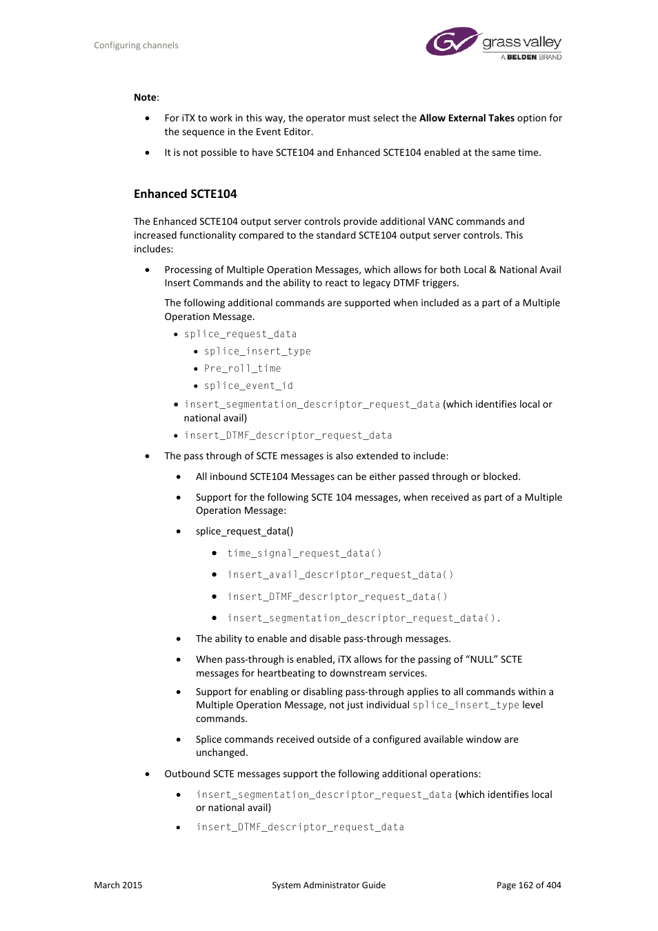 Enhanced scte104 | Grass Valley iTX System v.2.6 User Manual | Page 162 / 404